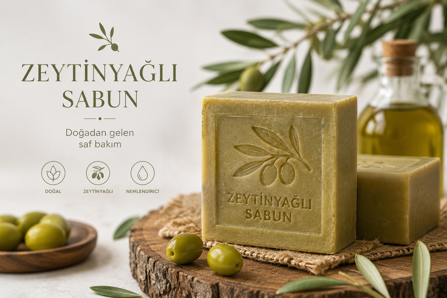 Doğal Zeytin Yağlı Sabun (1 adet)